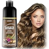 Lunory Light Brown Hair Dye Shampoo for 100% Gray Coverage - 3 IN 1 Hair Color Shampoo with Argan Oil & Ginseng, Ammonia & Paraben Free, Long Lasting Semi-Permanent Natural Color for Women & Men