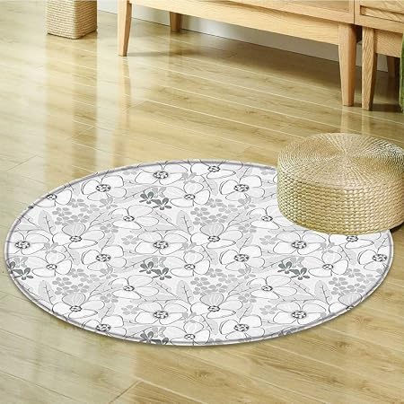 Tapis De Jardin Rond Avec Toile De Fond Grise Gris Clair Et