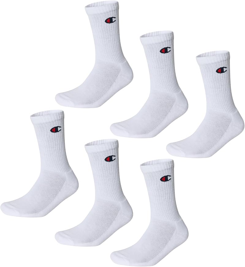 Champion Unisex Basics 6pk Crew Socks White 6 UK