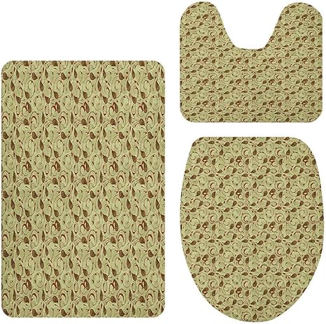 Juego de 3 alfombrillas de baño persas de Oriente Medio Paisley con