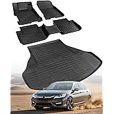 CreekT All-Weather Floor Mats for Honda Accord 2013-2017 (Only for Sedan) Custom Fit Black Rubber Car Liners, Waterproof Vehicle Accessories for Front & Rear, Heavy Duty Interior Protection