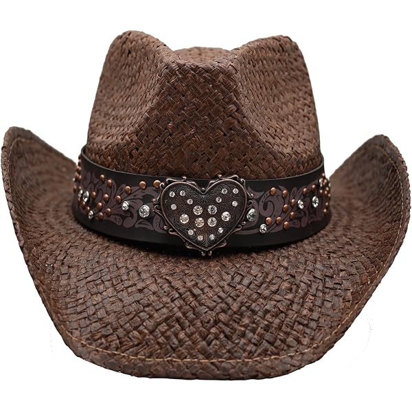 Vamuss Straw Cowboy Hat W/Vegan Leather Band & Beads  display picture 1