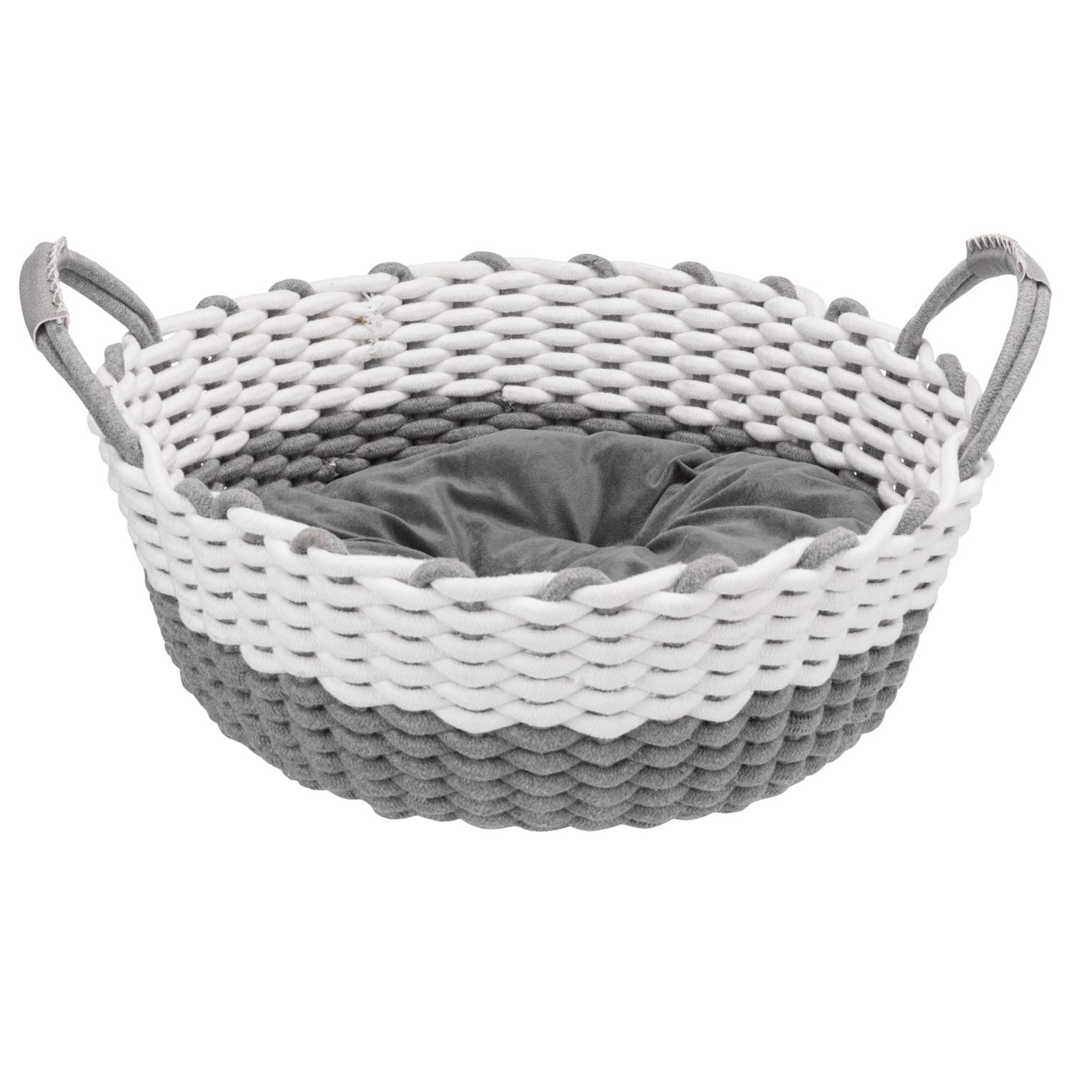 TRIXIE Nabou Basket, Round, Rope, Ø 55 cm, Grey/White, 1.8 kg