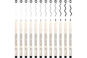 CHARSOCO Black Micro Pens Set - 12 Sizes (0.23mm to 5mm), Waterproof Archival Ink, Fine Point Pens for Artists, Illustrators, Sketching, Anime, Manga & Technical Drawing