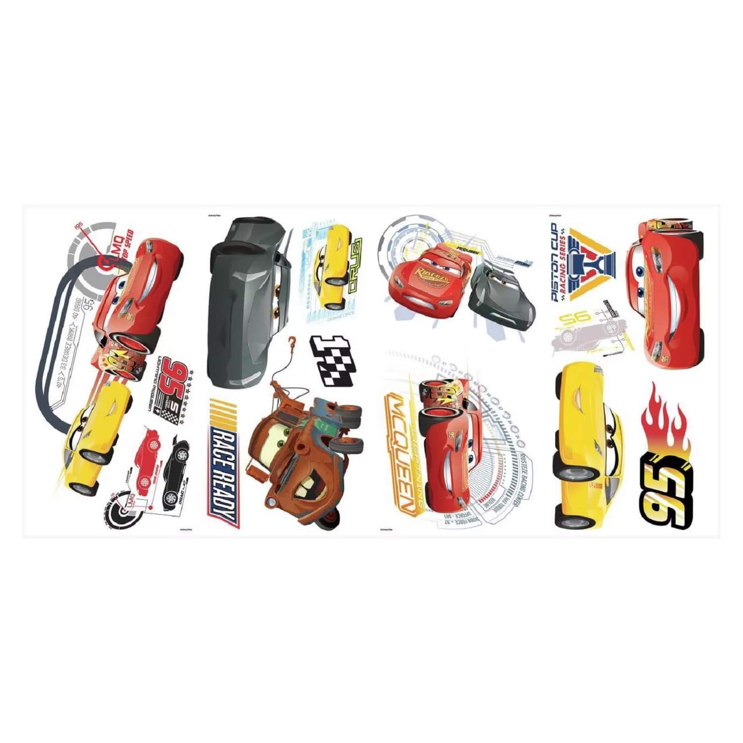 RoomMates 25.4 x 45.7 cm Repositionable Stickers Disney Cars with Lightning McQueen Martin and His Friends