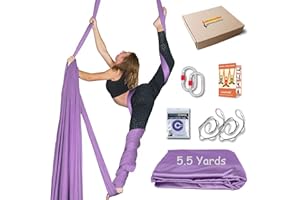 Luceinvita Aerial Yoga Hammock 5.5 Yards Aerial Silks for Home Premium Nylon Silk for Gymnastics Fitness Anti-Gravity Flying Kit Include Hardware