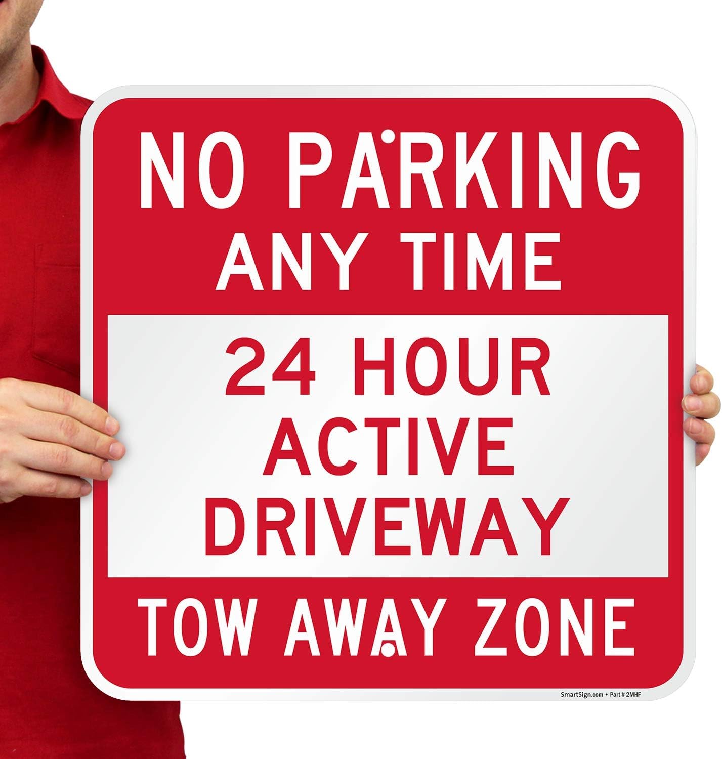 Smartsign No Parking Any Time 24 Hour Active Driveway Sign 18 X 18 Aluminum Yard Signs Amazon Com Garden Outdoor