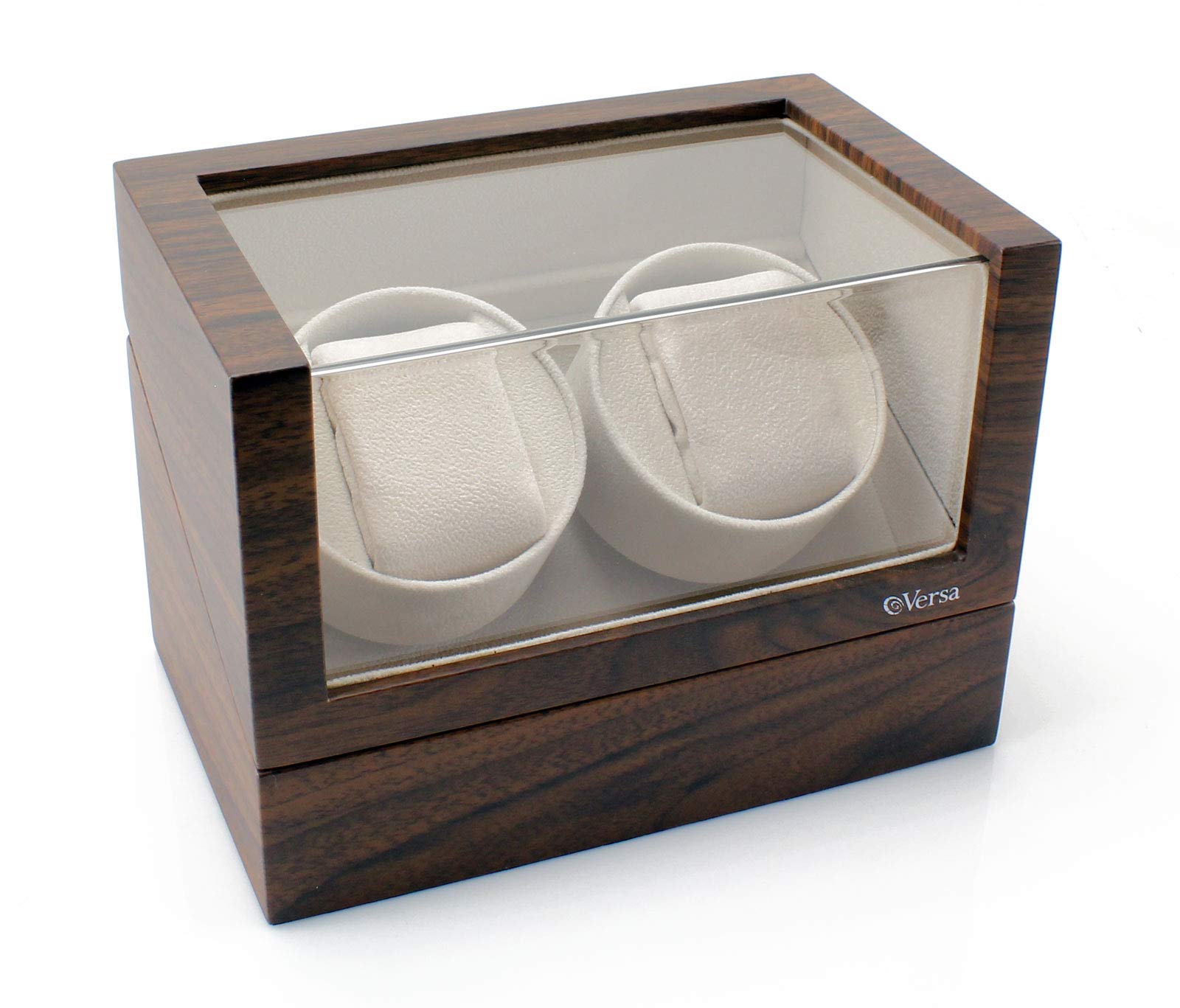 Versa Versa Double Watch Winder Elite Automatic Watch Winder - Ultra Quiet Japanese Motor - 12 Settings - Compatible with Rolex's, Omega, Breitling, Cartier, and More (Walnut)