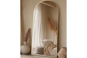 FURNBAR Full Length Mirror, 76"x34" Arched Full Body Mirror,Floor Mirrors with Stand, Body Mirrors Standing Hanging Leaning Against Wall, Aluminum Frame Large Mirrors for Bedroom Cloakroom, Living Room, Gold