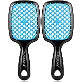 2 Pack Vented Detangling Hair Brush - Detangler Hairbrush with Soft Bristles for Effortless Tangle Free - Ideal for Wet Dry or Damaged Hair for Women Men Kids -Mixed Colors