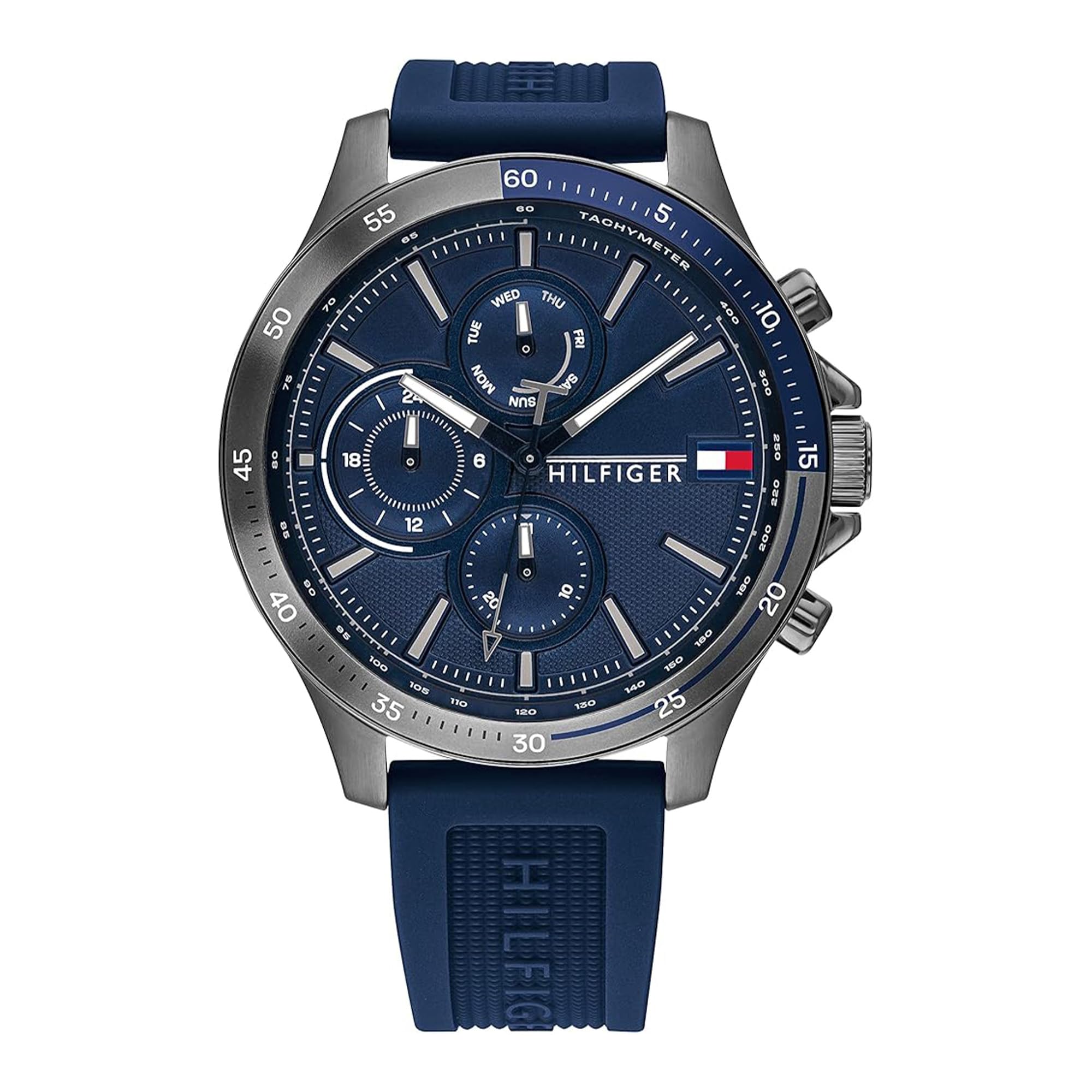 Tommy Hilfiger Analogue Multifunction Quartz Watch for Men with Navy Blue Silicone Bracelet - 1791721