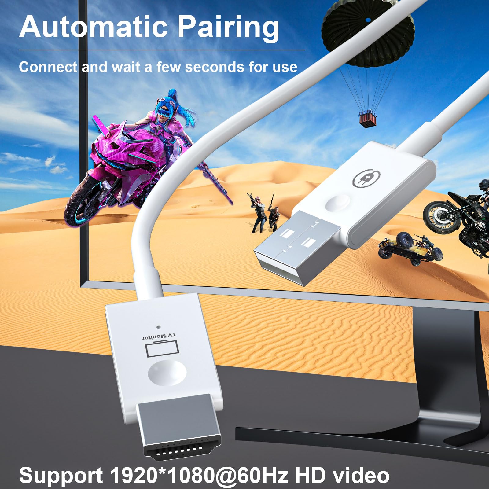 ANGEET Wireless HDMI Transmitter and Receiver 2.4/5GHz, 1080P HD Wireless HDMI Extender Streaming Video/Audio to Monitor, Projector, HDTV from PC, Laptop, Camera, TV Box, 98FT/30M, Plug & Play