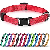 Joytale Feather-Light Puppy Collar for Extra Small Dogs, 3/8", Red | Soft Nylon Webbing, Double-Sided Reflective for Visibility, Adjustable Fit for Growing Puppies, for Comfortable Daily Walks