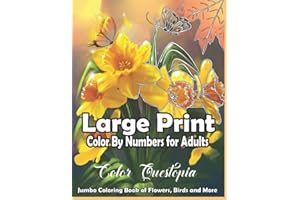 Large Print Color By Numbers for Adults: Jumbo Coloring Book Of Birds, Flowers and More: Simple Anti Anxiety Coloring Relaxat