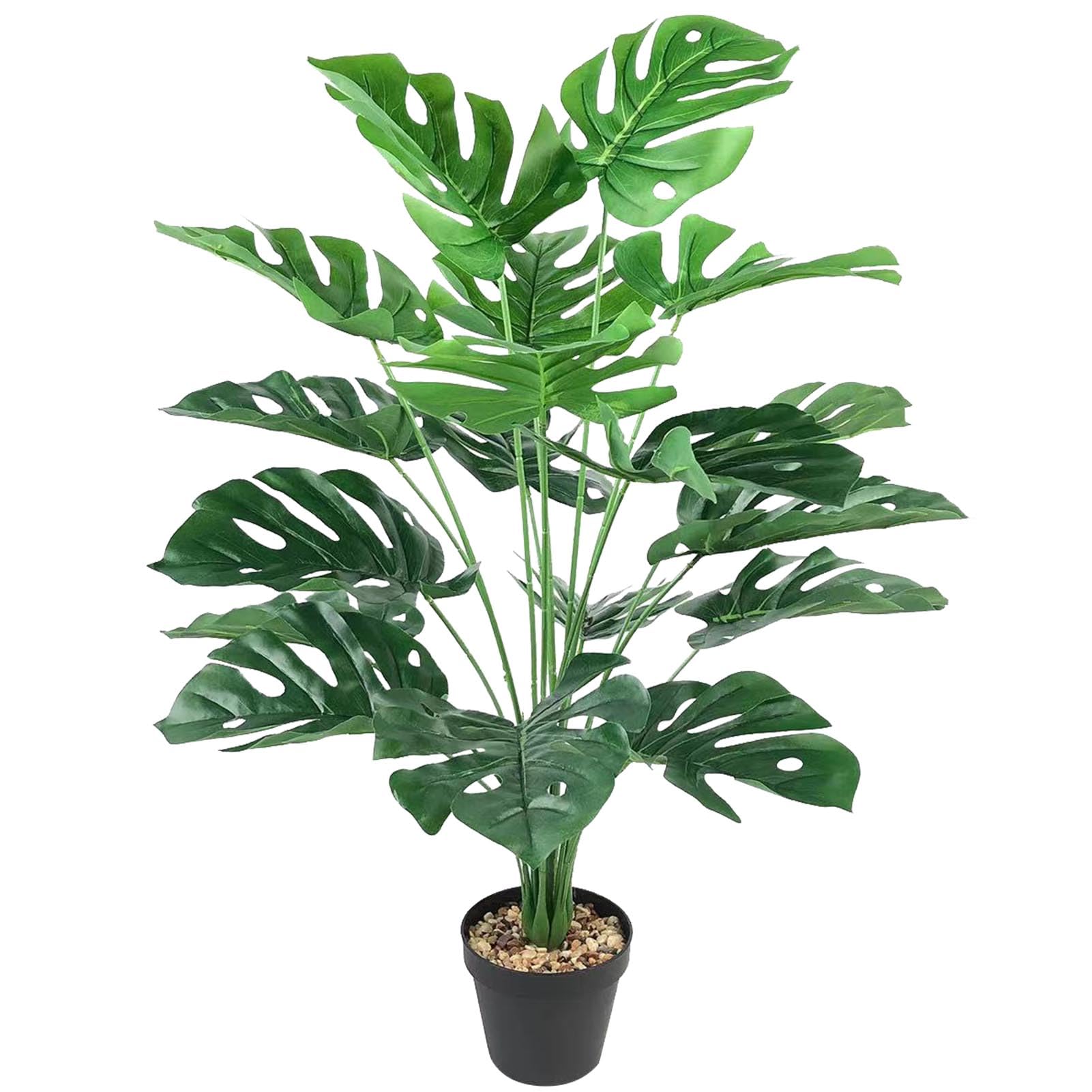 AIVORIUY Artificial Plant Fake Palm Tree with 18 Trunks Large Monstera Faux Areca Palm Plants in Pot for Indoor Outdoor Modern Decoration Home Floor Office Farmhouse Bedroom Decor Green 75cm Tall