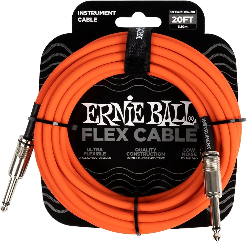 Ernie Ball Flex Instrument Cable Straight 20ft Orange