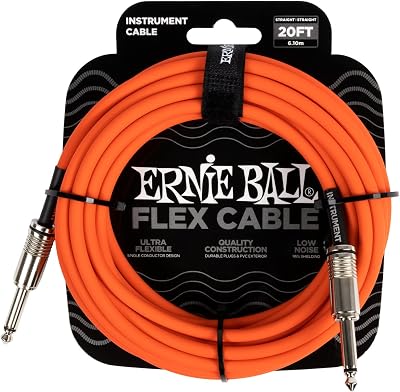 Ernie Ball Flex Instrument Cable Straight 20ft Orange
