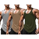 Babioboa Men's 3 Pack Gym Workout Tank Tops Y-Back Muscle Tee Stringer Bodybuilding Sleeveless T-Shirts