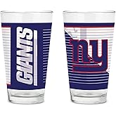 Rico Industries NFL Football Main 16 oz Pint Glasses with Digitally Printed Logo, Practical Set of 2 Classic Drinking Glasses, Dishwasher Safe | NFL Football, Main, Practical Set of 2, Dishwasher Safe