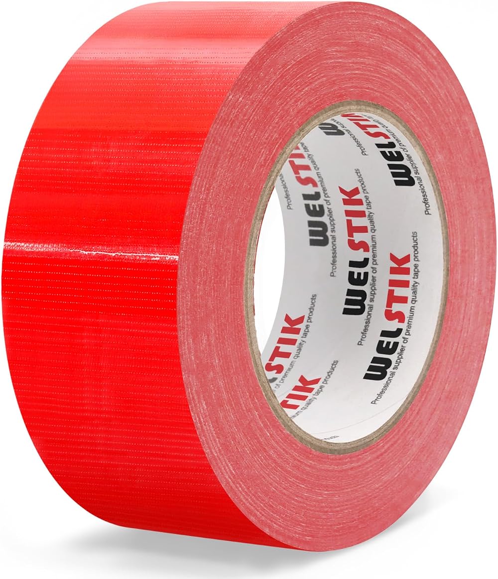 WELSTIK Red Duct Tape 50mm x 41m Waterproof Cloth Backing 7.5 Mil