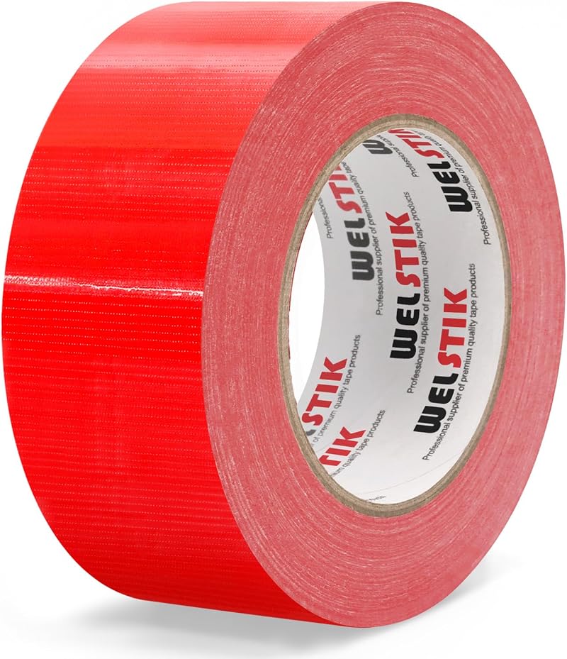 WELSTIK Red Duct Tape 50mm x 41m Waterproof Cloth Backing 7.5 Mil