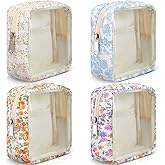 Abbylike 4 Pcs Clear Makeup Bag for Purse Mini Makeup Bag Cute Cosmetic Pouch for Women Girl with Pockets Portable Zipper Travel Toiletry Essentials Organizer Pouch