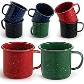 Mimorou 8 Pcs 16oz Enamel Mugs Outdoor Camping Coffee Cups for Hot Cold Beverages Durable for Home, Travel, Beach (red/blue/black/green)
