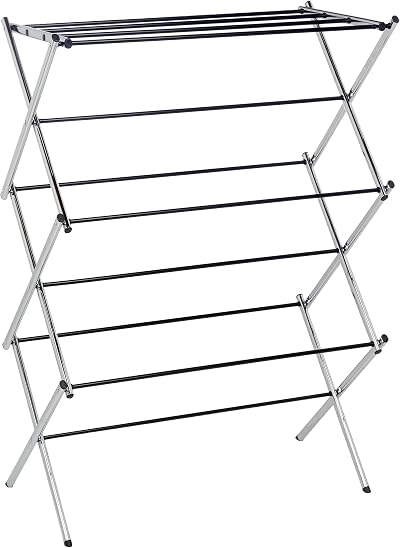 Amazon Basics Foldable Concertina Indoor Clothes Airer Chrome 74.9 x 36.8 x 106