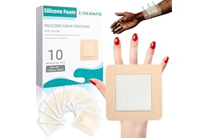 CAKRNPS Silicone Foam Dressing 4“ x 4” with Adhesive Border,10 Packs Waterproof Silicone Bandages for Wounds Care, Large Self Adhesive Wound Dressing Bandage for Bed Sore, FSA HSA Eligible