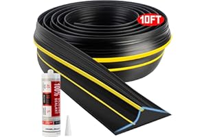 Jin&Bao Universal Garage Door Threshold Seal Strip 10FT, Bottom Weather Stripping Replacement Rubber Waterproof with 1 Black 
