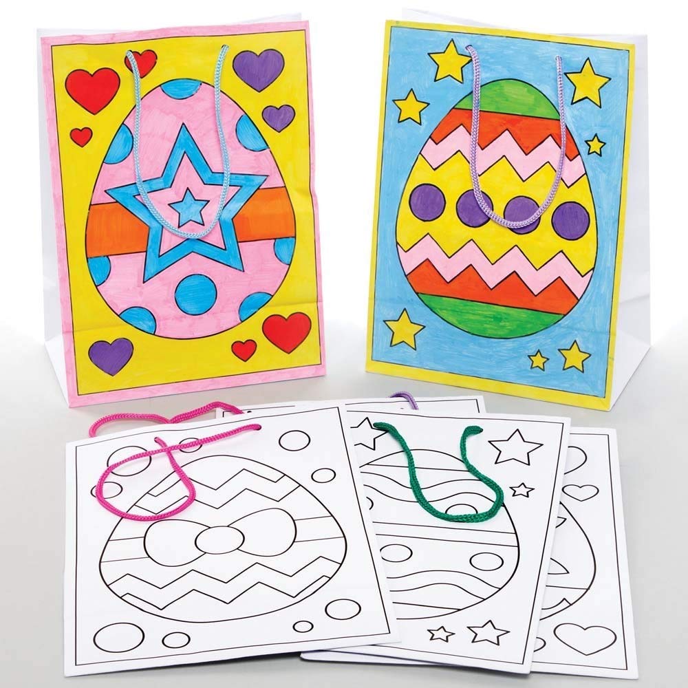 Baker Ross Easter Egg Colour In Gift Bags - Pack of 8, Easter Craft Supplies (AX755)