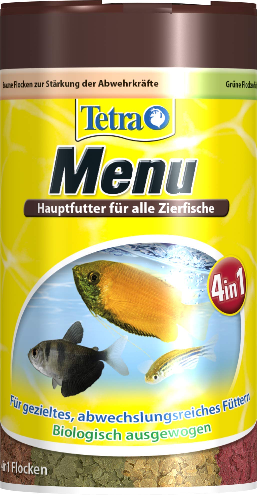 Tetra TetraMin menu Flake Food for Fish, 25.0g/100ml, Varied & Balanced Diet, All Water Areas, Ideal for All Breed Sizes