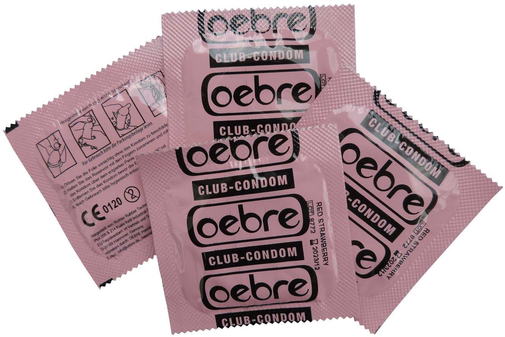Oebre Red - 100 Strong Club Condoms, red Coloured and with Strawberry Flavour