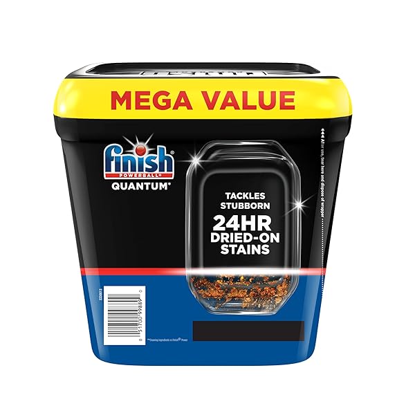FINISH QUANTUM DISHWASHER PODS, NO PRE-RINSE DISHWASHER DETERGENT SOAP REMOVES 24HR DRIED-ON STAIN AND GREASE, LEAVING A VIRTUALLY SPOTLESS SHINE, 84 COUNT