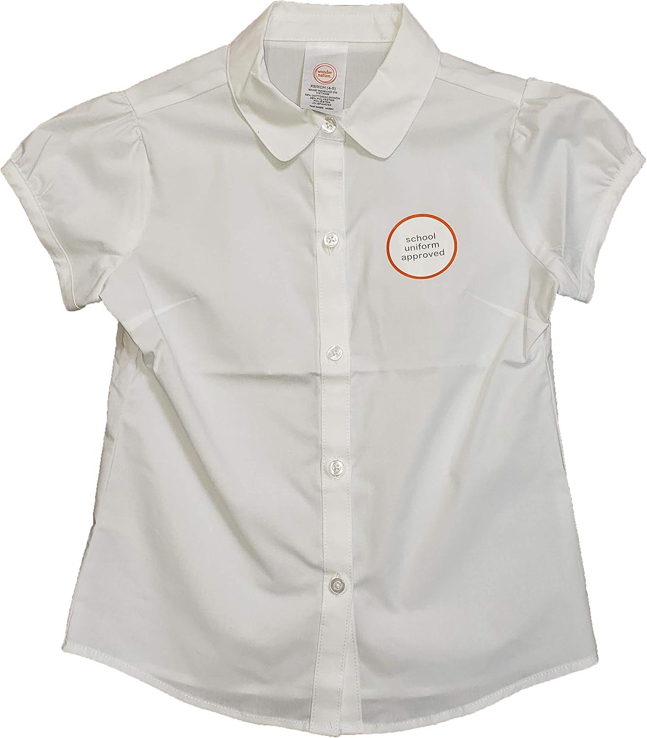 Wonder Nation Girls Arctic White School Uniform Blouse: Clothing