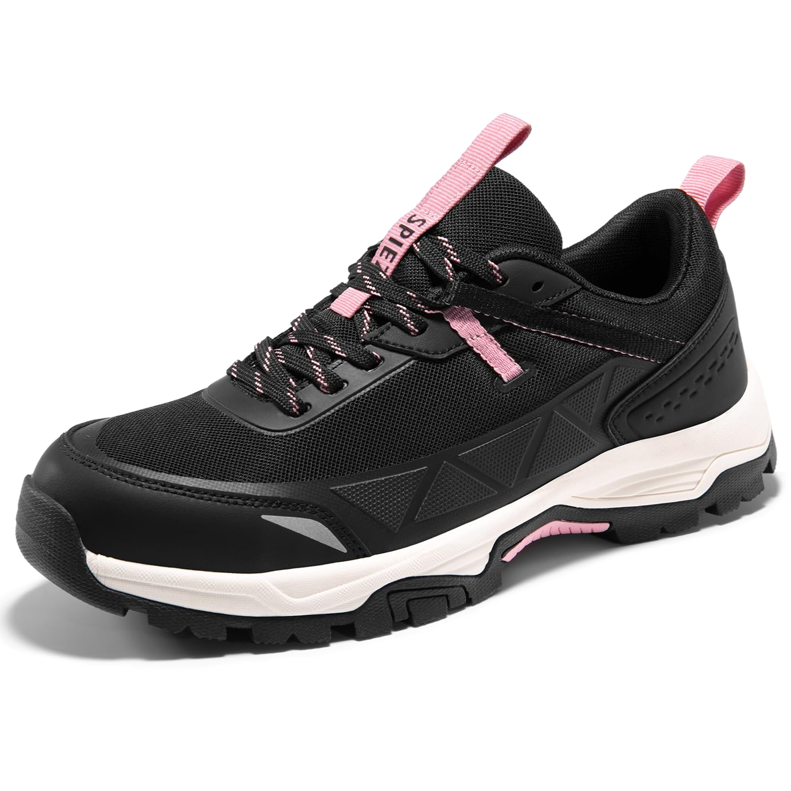 Photo 1 of SPIEZ Women's Safety Shoes,Composite Toe,Puncture Resistant,Lightweight Non Slip Work Shoes,Comfortable Sneakers for Work and Daily Life US8 Black-Pink