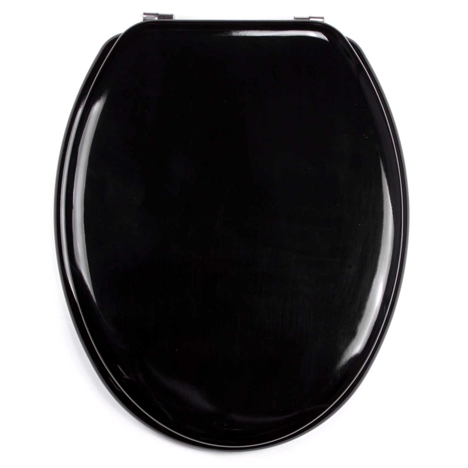 MSV MDF Toilet SEAT-S/S Hinges-Shiny Black Color, 42.5 x 36.5 x 1.6 cm