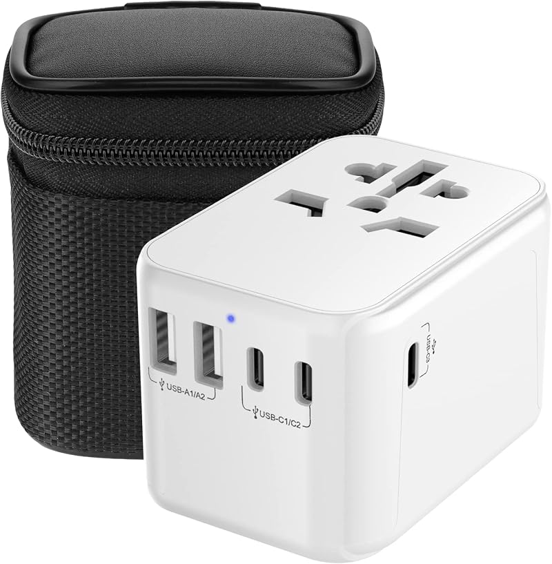 Diswoe Universal Travel Adapter with 2 USB A and 3 USB C Ports