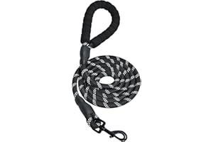 Amazon Basics Round Dog Leash, Heavy Duty, Durable Rope for Small, Medium, and Large Dogs, Lightweight Design for Walking, Training, and Outdoor Activities, Black, 6 Ft