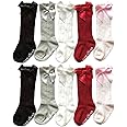 QandSweet Baby Girl Knee-High Socks Toddlers Bow Stockings Newborn Infant Non-Slip Sock