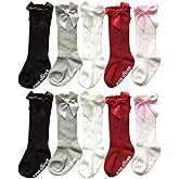 QandSweet Baby Girl Knee-High Socks Toddlers Bow Stockings Newborn Infant Non-Slip Sock
