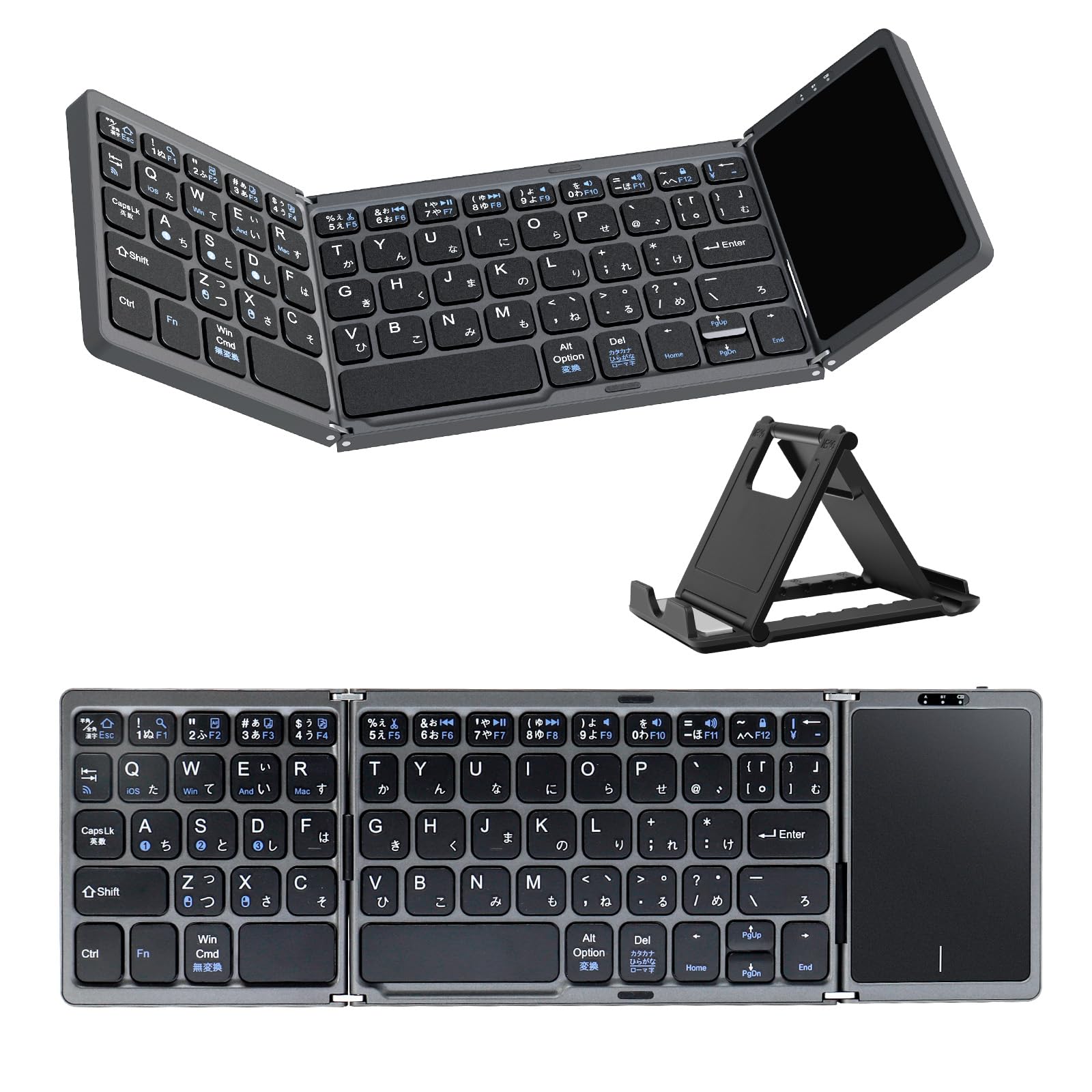 Ewin 新型 Bluetooth キーボード 折りたたみ ワイヤレス タッチパッド搭載 日本語配列 かな入力 3台デイバイス登録 ワンタッチ切替接続 Windows Mac iOS 対応 Type-C充電式 ブルートゥース キーボード iPad ノートPC パソコン タブレット スマホ用 日本語説明書付 の商品画像