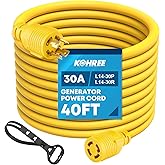 Kohree 40FT Generator Cord 30 Amp 4 Prong, Nema L14-30 Heavy Duty Generator Power Locking Cord for Manual Transfer Switch, El
