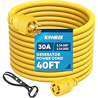 Kohree 40FT Generator Cord 30 Amp 4 Prong, Nema L14-30 Heavy Duty Generator Power Locking Cord for Manual Transfer Switch, El