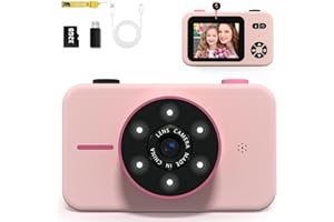 Makolle Kids Camera,Kids Camera for Girls,Kids Video Camera for Age 6-8 ，Kid Camera for vlogging,Christmas Birthday Gifts PortableToddler Cameras Dual Lens 2.4 Inch with 32G TF Card-Pink