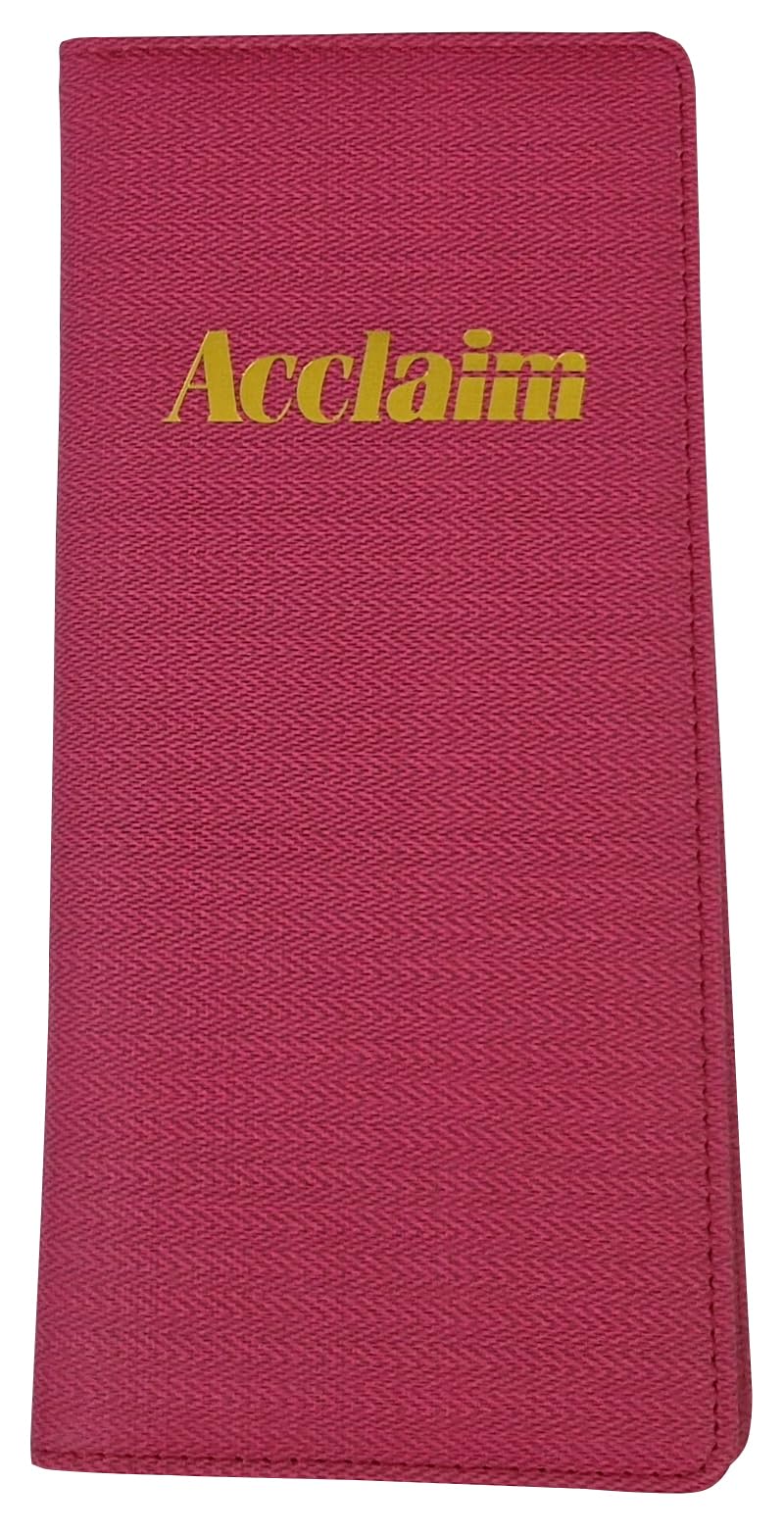 Acclaim Rigid Lawn Bowls Bowling Scorecard Holder Lightly Padded Plain Colour Chevron Textured Finish 23 cm x 11 cm with Spring Clip & Pen Loop (Dark Pink)