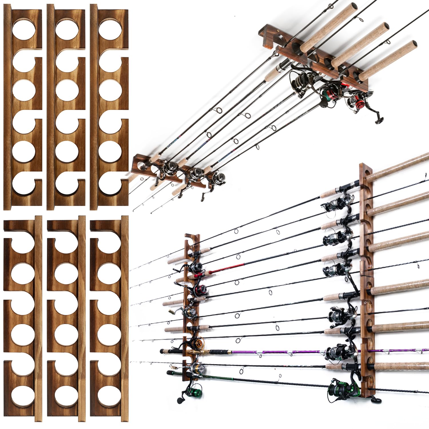Photo 1 of Ghosthorn Holds Up to 18 Rods Fishing Pole Rod Racks Wall or Ceiling Mounted Fishing Pole Rod Holders for Garage Storage Organizer Fishing Gear Equipmen for Men Women