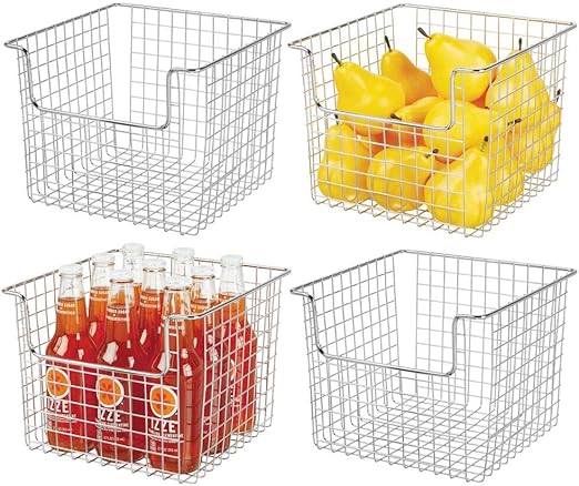 Amazon Com Mdesign Metal Wire Open Front Organizer Basket For