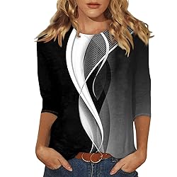 slqdgmryz 3/4 Sleeve Tops for Women Summer Striped
