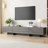UKAOCAI 76.4'' TV Stand for Living Room, Grey TV Console with 3 Drawers | Mid Century Modern Entertainment Center with Large Storage, Handle-less Design, Media Console for Living Room, Bedroom